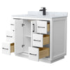Custom image for White with Matte Black Trim / White Carrara Marble / No Mirror