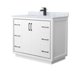 Custom image for White with Matte Black Trim / White Carrara Marble / No Mirror