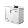 Custom image for White with Matte Black Trim / White Cultured Marble / No Mirror
