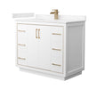 Custom image for White with Satin Bronze Trim / Carrara Cultured Marble / No Mirror
