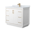 Custom image for White with Satin Bronze Trim / White Carrara Marble / No Mirror