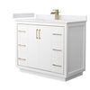 Custom image for White with Satin Bronze Trim / White Cultured Marble / No Mirror