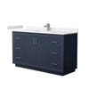 Custom image for Dark Blue with Brushed Nickel Trim / White Cultured Marble / No Mirror