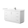 Custom image for White with Brushed Nickel Trim / Carrara Cultured Marble / No Mirror