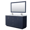 Custom image for Dark Blue with Brushed Nickel Trim / White Carrara Marble / 58