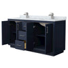 Custom image for Dark Blue with Brushed Nickel Trim / White Carrara Marble / No Mirror