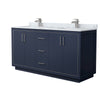 Custom image for Dark Blue with Brushed Nickel Trim / White Carrara Marble / No Mirror