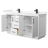 Custom image for White with Matte Black Trim / Carrara Cultured Marble / No Mirror