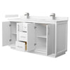 Custom image for White with Brushed Nickel Trim / Carrara Cultured Marble / No Mirror