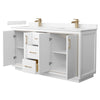 Custom image for White with Satin Bronze Trim / Carrara Cultured Marble / No Mirror