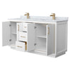 Custom image for White with Satin Bronze Trim / White Carrara Marble / No Mirror