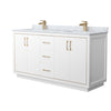 Custom image for White with Satin Bronze Trim / White Carrara Marble / No Mirror