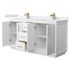 Custom image for White with Satin Bronze Trim / White Cultured Marble / No Mirror