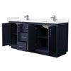 Custom image for Dark Blue with Brushed Nickel Trim / Carrara Cultured Marble / No Mirror