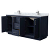 Custom image for Dark Blue with Brushed Nickel Trim / White Carrara Marble / No Mirror