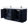 Custom image for Dark Blue with Brushed Nickel Trim / White Cultured Marble / No Mirror
