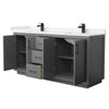 Custom image for Dark Gray with Matte Black Trim / Carrara Cultured Marble / No Mirror