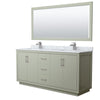 Custom image for Light Green with Brushed Nickel Trim / White Carrara Marble / 70