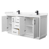 Custom image for White with Matte Black Trim / Carrara Cultured Marble / No Mirror