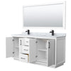 Custom image for White with Matte Black Trim / White Carrara Marble / 70