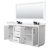 Custom image for White with Matte Black Trim / White Cultured Marble / 70