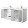 Custom image for White with Satin Bronze Trim / Carrara Cultured Marble / No Mirror
