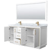 Custom image for White with Satin Bronze Trim / White Carrara Marble / 70