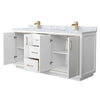 Custom image for White with Satin Bronze Trim / White Carrara Marble / No Mirror