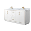 Custom image for White with Satin Bronze Trim / White Carrara Marble / No Mirror