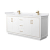 Custom image for White with Satin Bronze Trim / White Cultured Marble / No Mirror