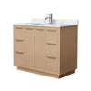 Custom image for Light Straw with Brushed Nickel Trim / White Carrara Marble / No Mirror