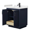Custom image for Dark Blue with Matte Black Trim / Carrara Cultured Marble / No Mirror