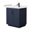 Custom image for Dark Blue with Matte Black Trim / Carrara Cultured Marble / No Mirror