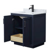 Custom image for Dark Blue with Matte Black Trim / White Carrara Marble / No Mirror