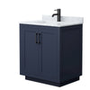 Custom image for Dark Blue with Matte Black Trim / White Carrara Marble / No Mirror