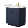 Custom image for Dark Blue with Brushed Gold Trim / Carrara Cultured Marble / No Mirror