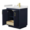 Custom image for Dark Blue with Brushed Gold Trim / White Cultured Marble / No Mirror