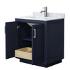 Custom image for Dark Blue with Brushed Nickel Trim / White Carrara Marble / No Mirror