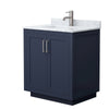Custom image for Dark Blue with Brushed Nickel Trim / White Carrara Marble / No Mirror