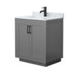 Custom image for Dark Gray with Matte Black Trim / White Carrara Marble / No Mirror