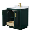 Custom image for Green with Brushed Gold Trim / White Carrara Marble / No Mirror