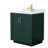 Custom image for Green with Brushed Gold Trim / White Carrara Marble / No Mirror
