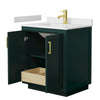 Custom image for Green with Brushed Gold Trim / White Cultured Marble / No Mirror