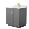 Custom image for Dark Gray with Brushed Gold Trim / White Carrara Marble / No Mirror