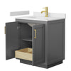 Custom image for Dark Gray with Brushed Gold Trim / White Cultured Marble / No Mirror