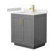 Custom image for Dark Gray with Brushed Gold Trim / White Cultured Marble / No Mirror