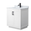 Custom image for White with Matte Black Trim / White Carrara Marble / No Mirror
