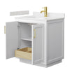 Custom image for White with Brushed Gold Trim / Carrara Cultured Marble / No Mirror