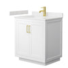 Custom image for White with Brushed Gold Trim / Carrara Cultured Marble / No Mirror