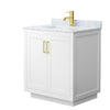 Custom image for White with Brushed Gold Trim / White Carrara Marble / No Mirror